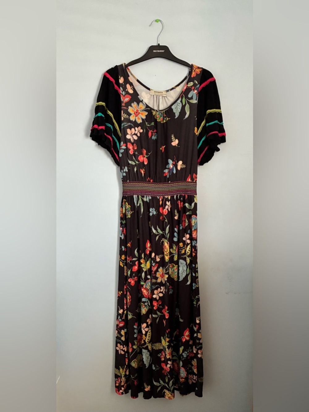 Aldo Martins / Anthropology Black Maxi Dress with Multicolor Floral Print